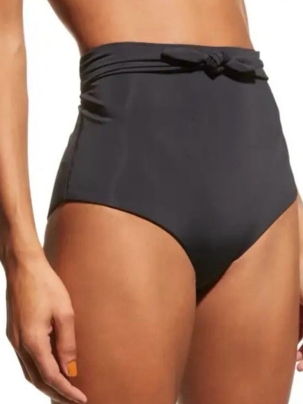 NWT Mara Hoffman Jay High Waist Tie Front Bikini Swim Bottom Black Vacation